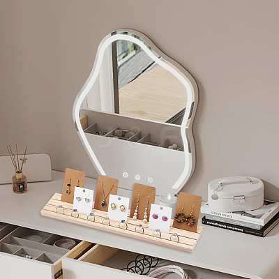 3-Slot Wood Earring Display Cards Stands ODIS-WH0070-01-1