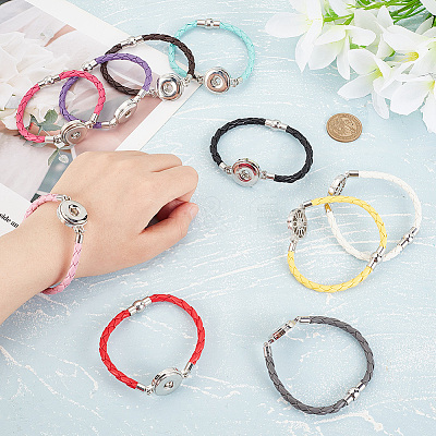 10Pcs 10 Colors PU Imitation Leather Braided Bracelet Makings FIND-PH0010-84-1