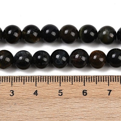 Natural Yellow Blue Tiger Eye(Dyed & Heated) Bead Strands G-P230-07-6mm-AB-1