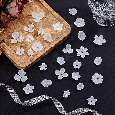 280Pcs 14 Styles Transparent Acrylic Bead Caps FACR-AR0001-03-1