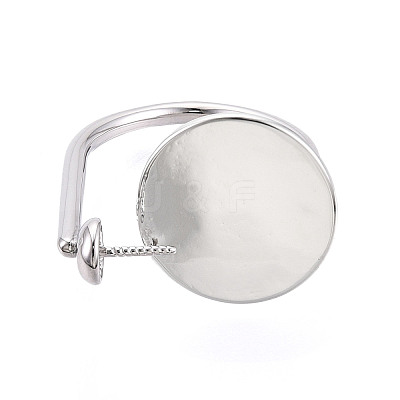 Flat Round Brass Cuff Ring Settings KK-T076-67P-1