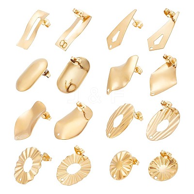 8 Style 304 Stainless Steel Stud Earring Findings STAS-MA0001-04G-1