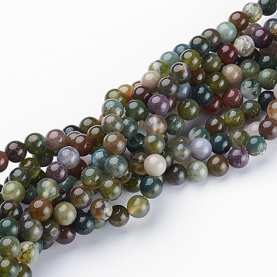 Natural Indian Agate Beads Strands X-GSR6mmC002-1