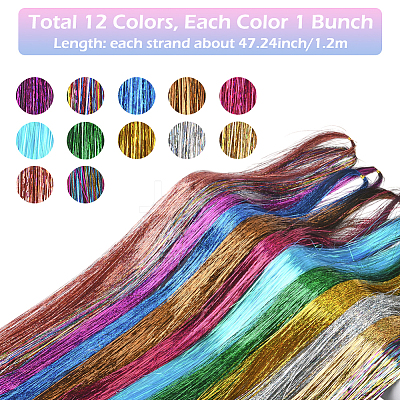 12Pcs 12 Colors Laser PET Hair Wig OHAR-SP0001-05A-1