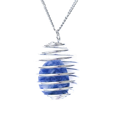 Natural Blue Spot Jasper Lantern Pendants FIND-PW0010-06E-1
