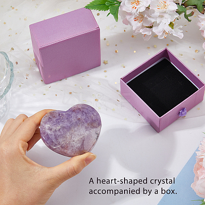 1Pc Natural Amethyst Heart Display Decoration DJEW-FH0001-46-1