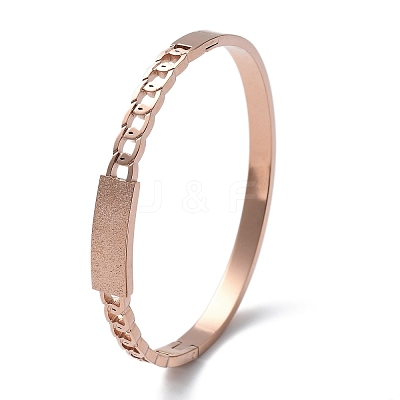 Ion Plating(IP) 304 Stainless Steel Hinged Bangles for Women BJEW-A011-21RG-1