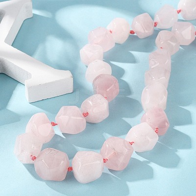 Natural Rose Quartz Nuggets Beaded Necklaces for Women Men NJEW-K388-01A-1