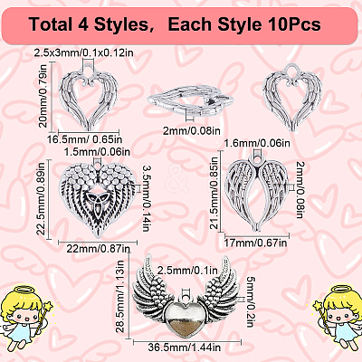 40pcs 4 styles Tibetan Style Alloy Pendants TIBE-SC0001-93-1