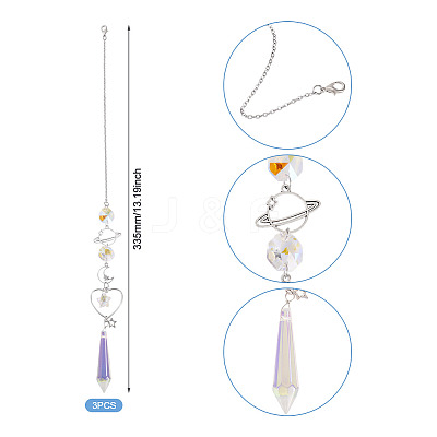 3Pcs Alloy Planet Moon Hanging Ornaments HJEW-TA00367-1