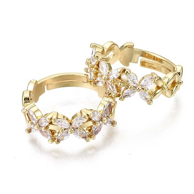 Adjustable Brass Micro Pave Clear Cubic Zirconia Finger Rings RJEW-S044-141-NF-1