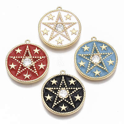 Brass Micro Pave Clear Cubic Zirconia Pendants KK-R126-30-NF-1