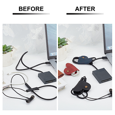 4Pcs 4 Colors PU Leather Cord Organizers AJEW-CP0005-01-1