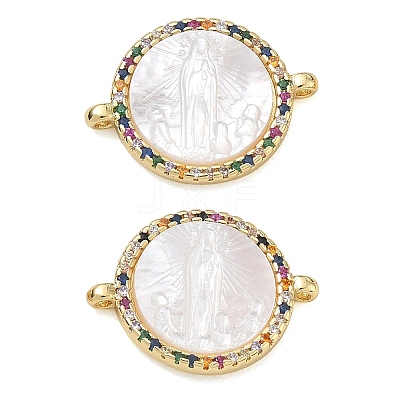 Rack Plating Brass Micro Pave Colorful Cubic Zirconia Connector Charms CU-CBA01AA-22G-1