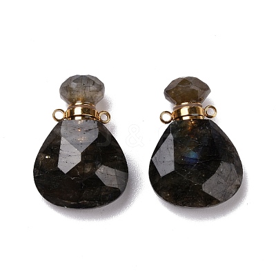 Teardrop Natural Labradorite Perfume Bottle Pendants G-H241-02D-G-1