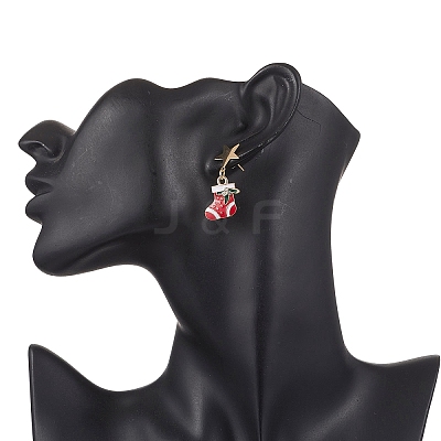 Alloy Enamel Dangle Stud Earrings EJEW-JE06565-1