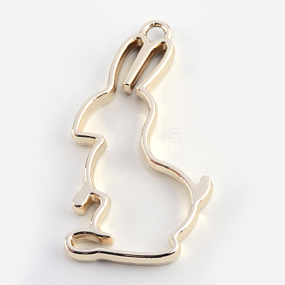 Rack Plating Alloy Bunny Open Back Bezel Pendants PALLOY-S047-41E-FF-1