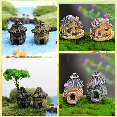 4Pcs 4 Colors Miniature Resin House Display Decorations DJEW-SP0001-17-1