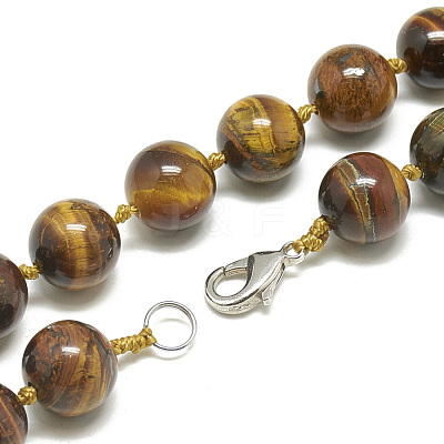 Natural Tiger Eye Beaded Necklaces NJEW-S405-12-1