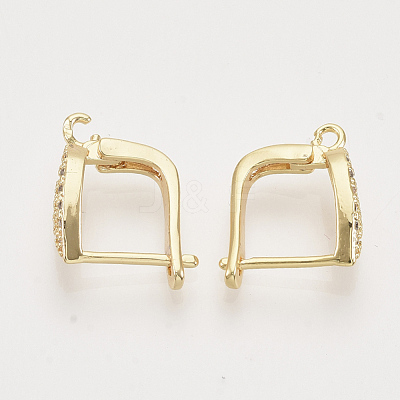 Brass Micro Pave Cubic Zirconia Hoop Earring Findings with Latch Back Closure KK-T048-028G-NF-1