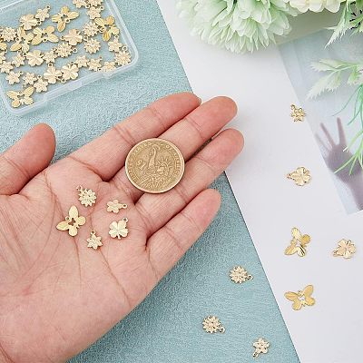 50Pcs 5 Style Rack Plating Brass Charms KK-FH0004-69-1