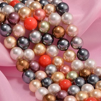 Shell Pearl Colorful Beads Strands BSHE-S605-8mm-M-1