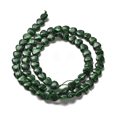 Synthetic Malachite Beads Strands G-P575-C14-6mm-1