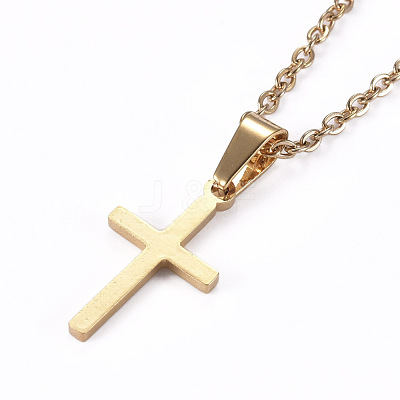 304 Stainless Steel Pendant Necklaces NJEW-I237-03G-1
