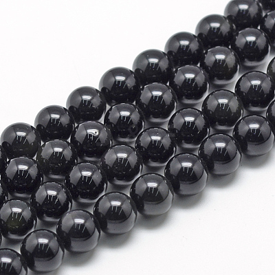 Natural Obsidian Beads Strands G-R446-4mm-24-1