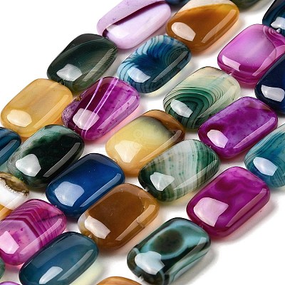 Natural Striped Agate/Banded Agate Beads Strands G-B137-B01-01A-1