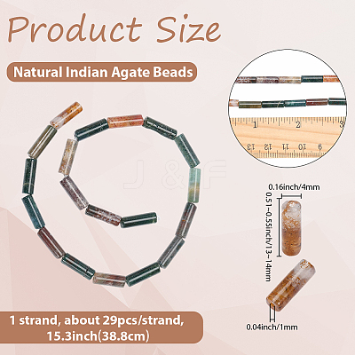 1 Strand Column Natural Indian Agate Beads Strands G-PA0002-31-1