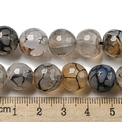 Faceted Natural Dragon Veins Agate Beads Strands G-F447-12mm-I03-1