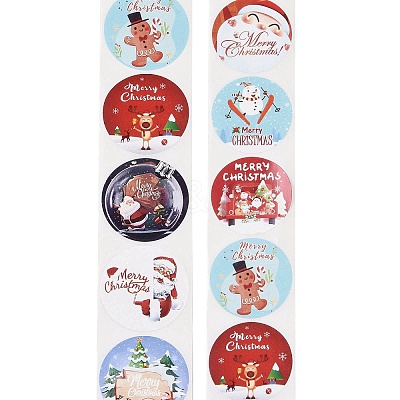 Christmas Theme Paper Self-Adhesive Stickers X-DIY-B077-01A-09-1