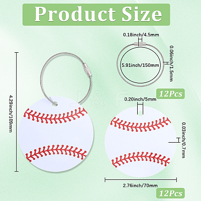 12Pcs PVC Baseball Luggage Tags AJEW-SP0004-23A-1