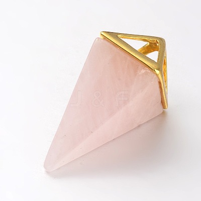 Natural Rose Quartz Point Pendulum Pendants G-E301-06G-1