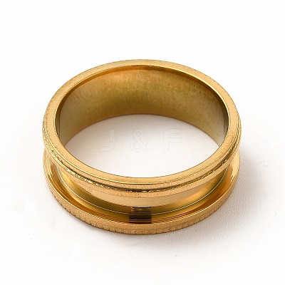 201 Stainless Steel Grooved Finger Ring Settings STAS-P323-10G-1