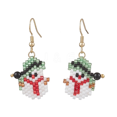 304 Stainless Steel Glass Christmas Theme Dangle Earrings EJEW-MZ00527-03-1