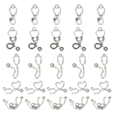 100Pcs 5 Style Tibetan Style Alloy Pendants & Pendant Rhinestone Settings TIBEP-GO0001-04-1