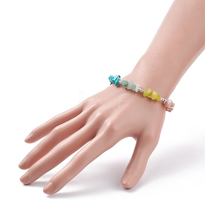 Natural & Synthetic Mixed Gemstone Chips Beaded Bracelet BJEW-TA00107-1