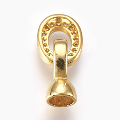Brass Micro Pave Cubic Zirconia Fold Over Clasps KK-P164-10G-1