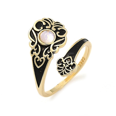 Brass Cuff Rings for Women RJEW-D318-02G-1