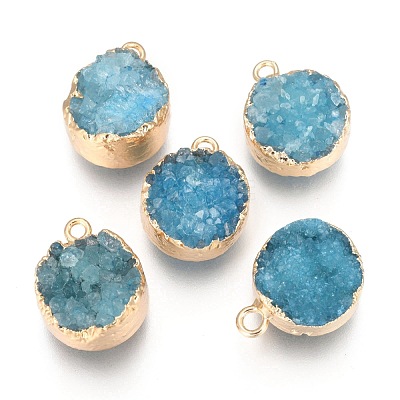 Natural Druzy Agate Pendants G-L566-A06-1