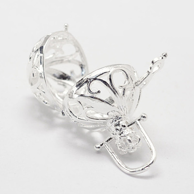Eco-Friendly Vintage Brass Cage Pendants KK-L143-17S-RS-1
