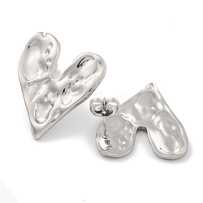 Non-Tarnish Heart 304 Stainless Steel Stud Earrings EJEW-H013-34P-1
