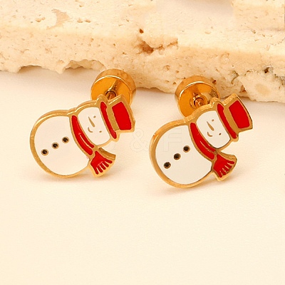 Christmas 304 Stainless Steel Stud Earrings EJEW-A144-01B-G-1