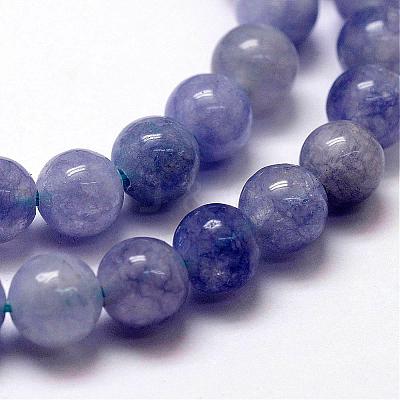 Natural White Jade Imitation Aquamarine Beads Strands G-F364-15-6mm-1