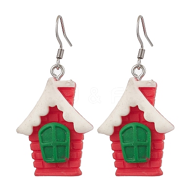 Christmas Resin Dangle Earrings EJEW-JE06088-1
