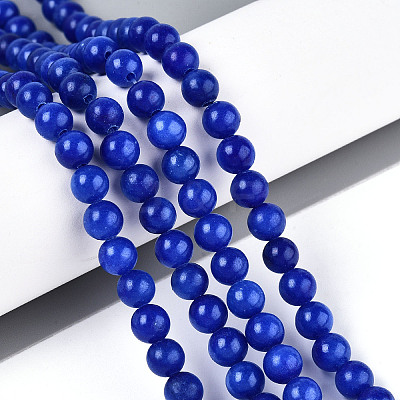 Dyed Natural Mashan Jade Round Beads Strands G-T139-6mm-67E-1