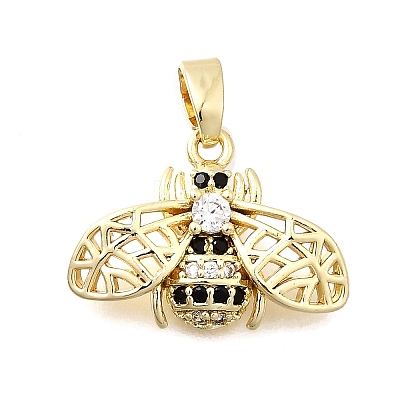 Brass Micro Pave Cubic Zirconia Pendants KK-P336-16B-G-1