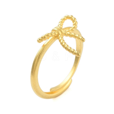 Bowknot Brass Adjustable Rings for Women RJEW-L120-016G-01-1